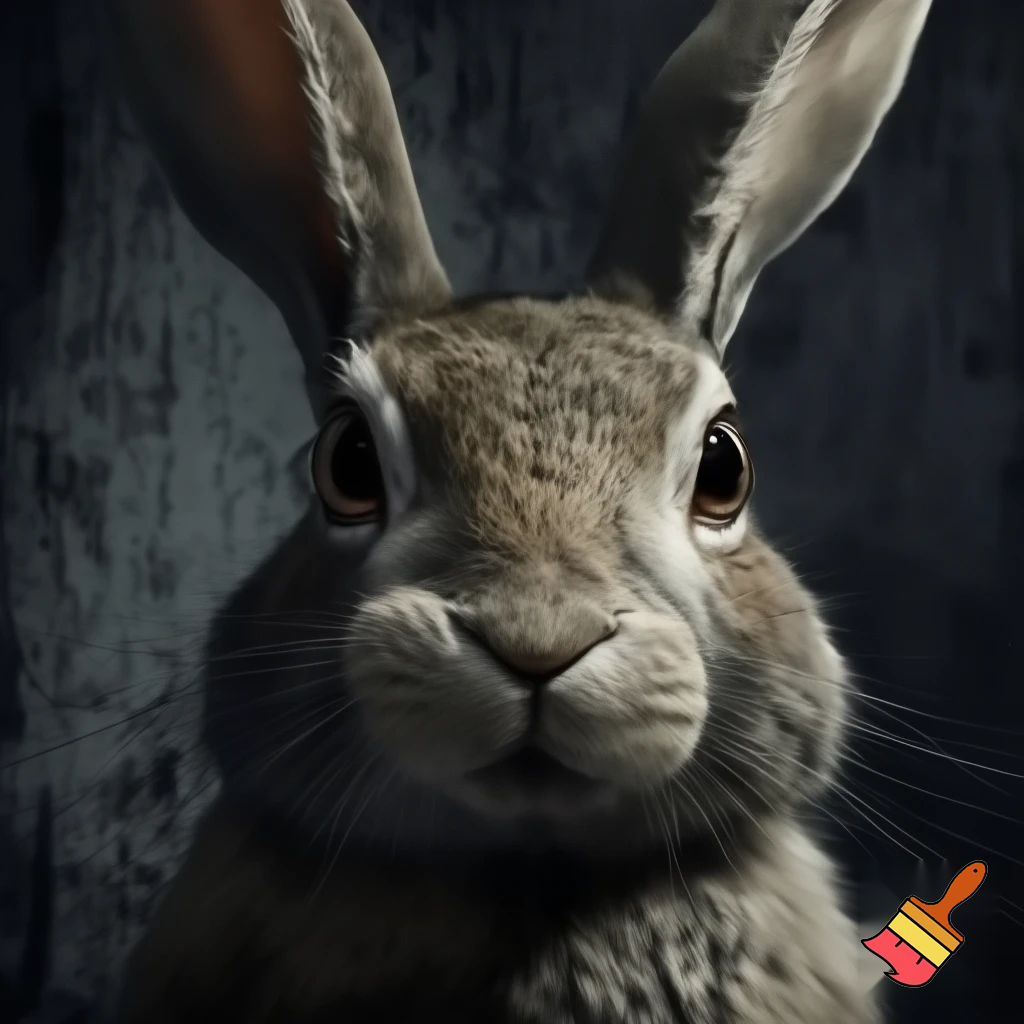 european rabbit smirking menancing sinister mugshot