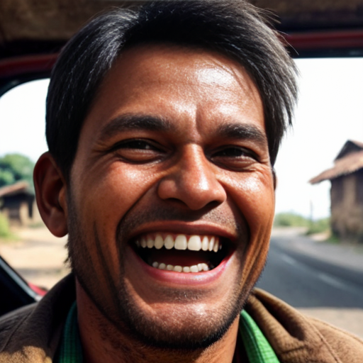 Huge green Hulku smiling happily after finding a 10 rupee note on the road in a village, joyful expression, dramatic cinematic lighting, dusty village road, realistic 3D animation style, Instagram reel format 9:16
