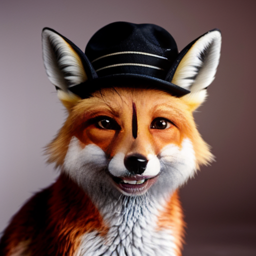 a cute fox with an hat and a flower