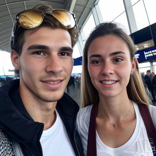 Goretzka and Vanessa at the airport 