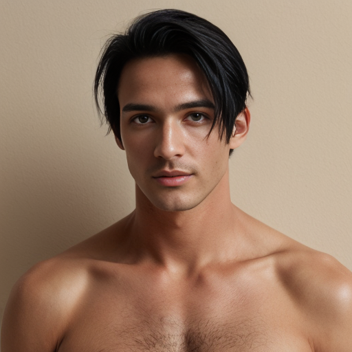 create image of man with a tan with black hair and jeens