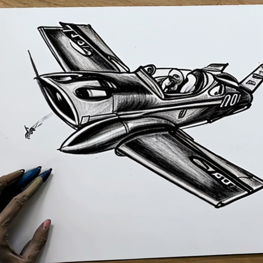 Draw a cat flying a jet