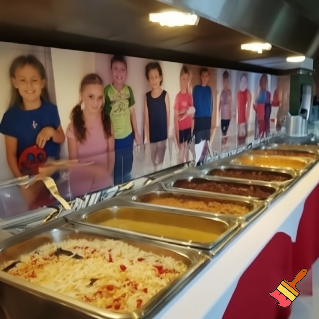 Drängt a picture of children at a buffet