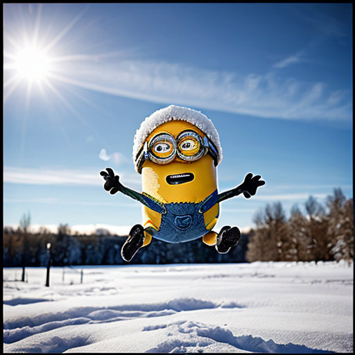 Minion flying in snow 