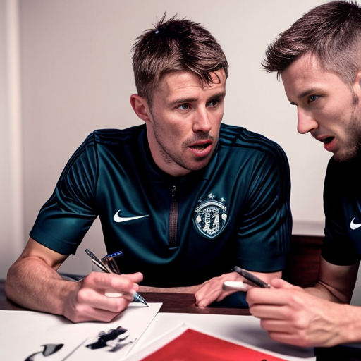 make a real life picture of michael carrick disscussing tactics with his assistant
