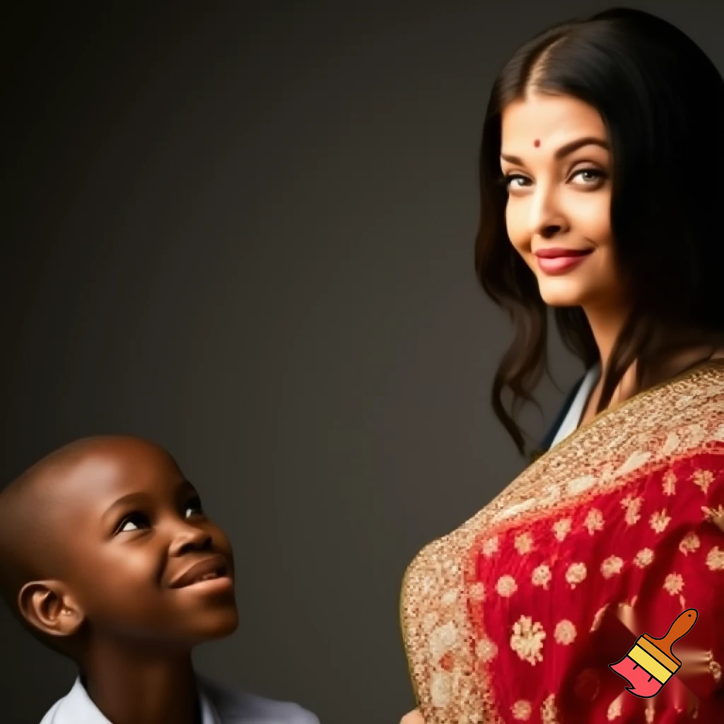 Aishwarya Rai  with a young African boy