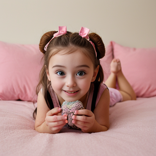 little girl pink downut with buns