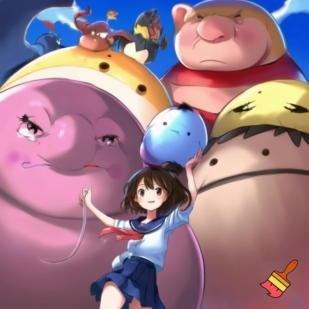 Anime schoolgirl with huge tiddies.