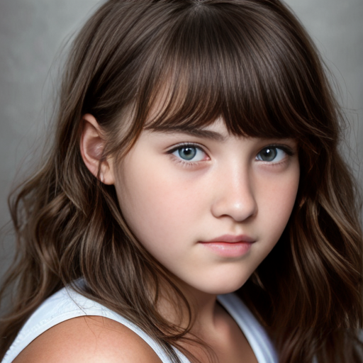 a self portrait of a 14 year old girl with wavy dark brown hair and brown eyes with a diamond face shape teenager ,