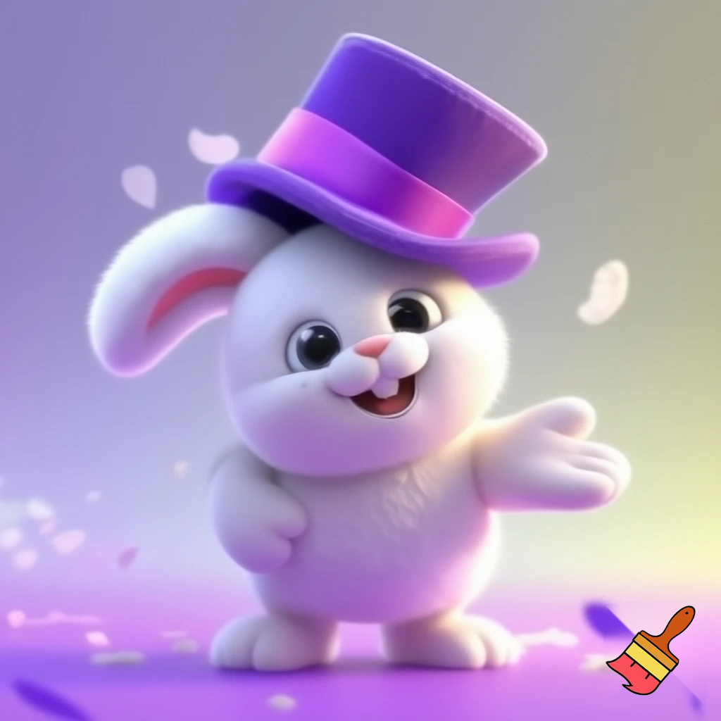 Easter bunny mascot costume top hat white and purple
