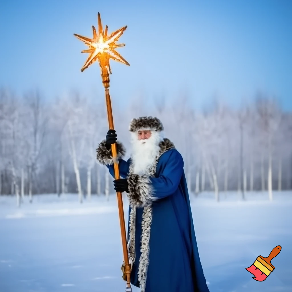 Russia, Santa Claus wood stick star