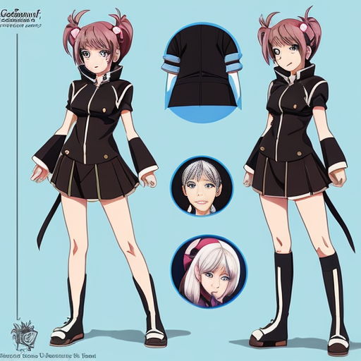 a reference sheet for a girl character design anime extraordinary
