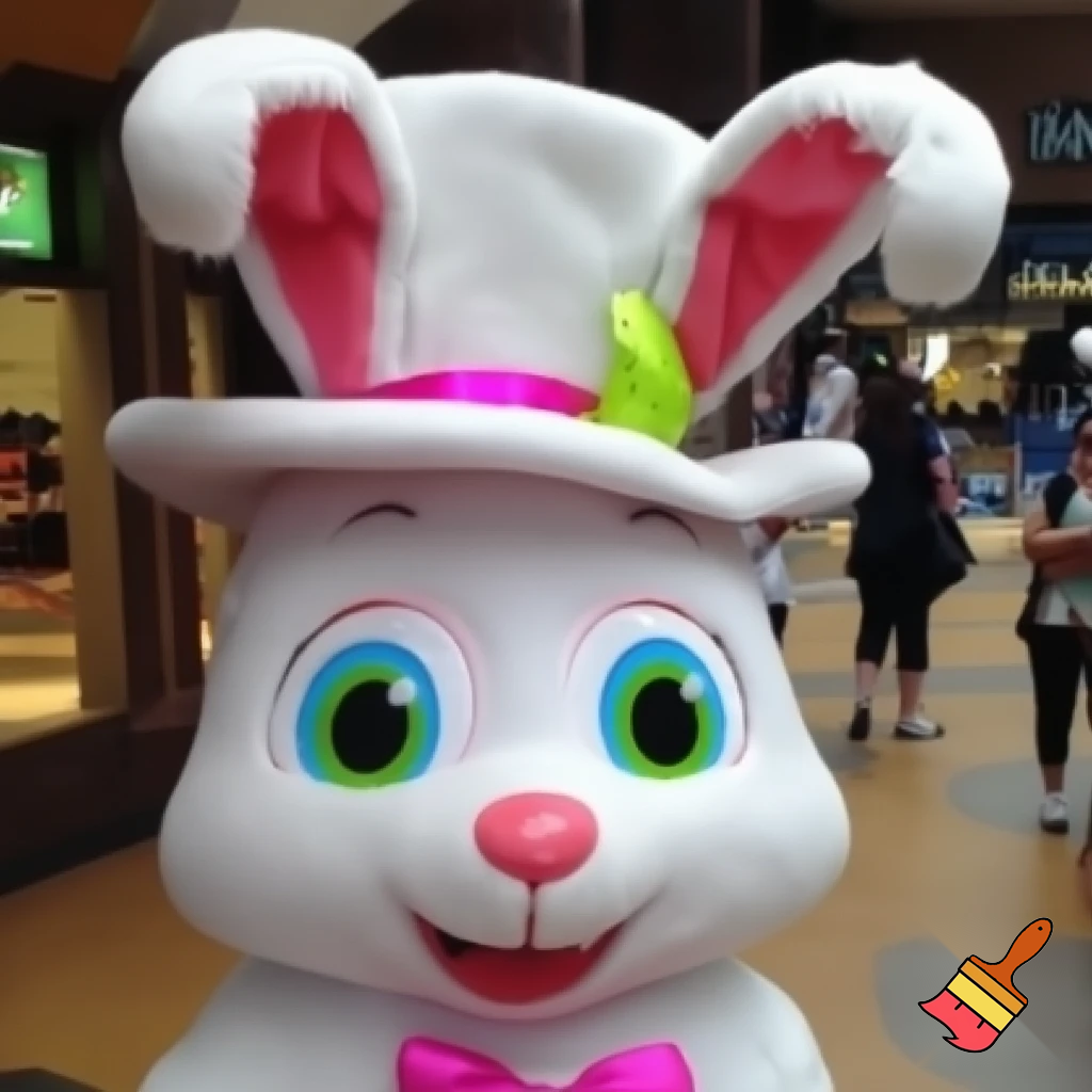 Easter bunny mascot costume shopping Centre top hat Luna Park Sydney special special Easter bunny