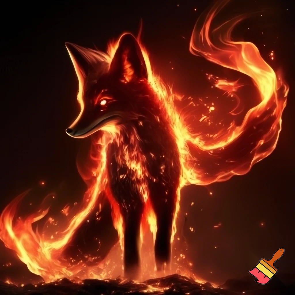 en ræv lavet af ild