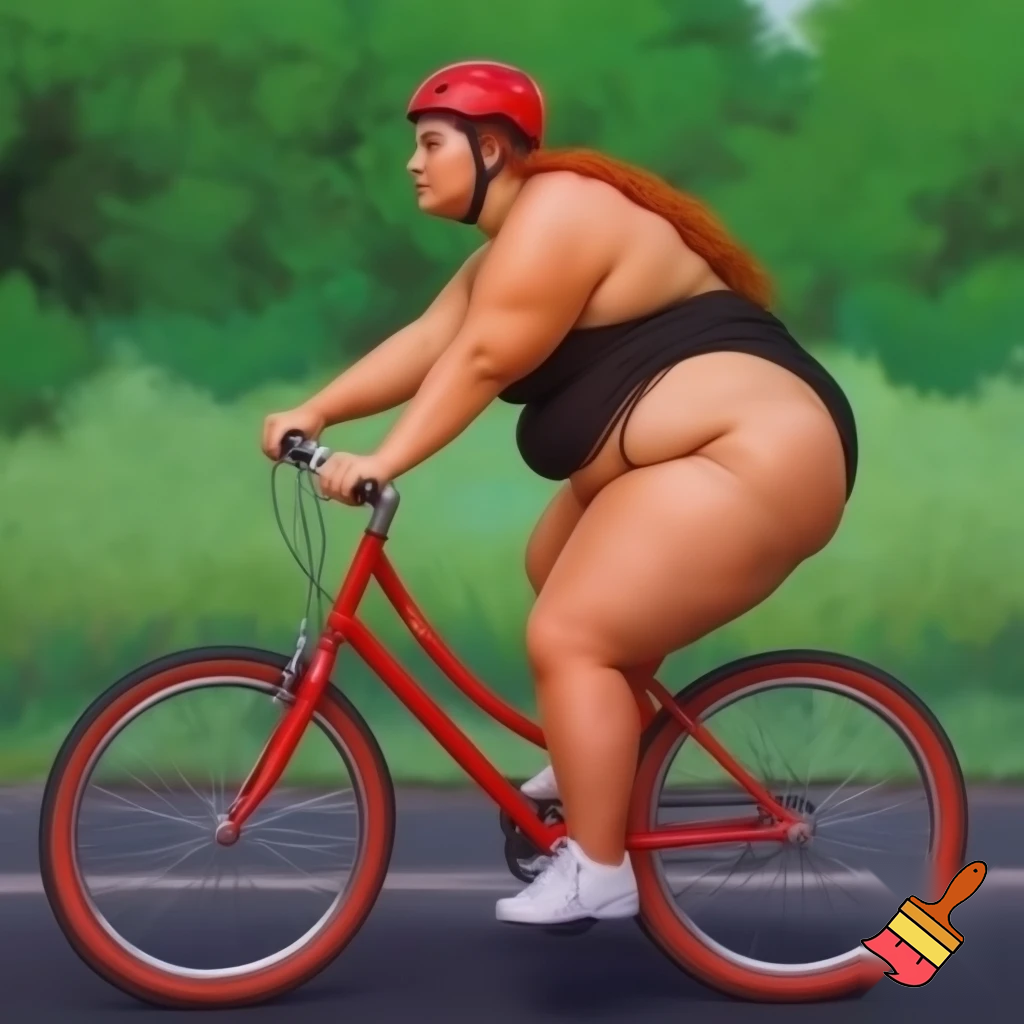 A curvy girl riding a bicycle nude