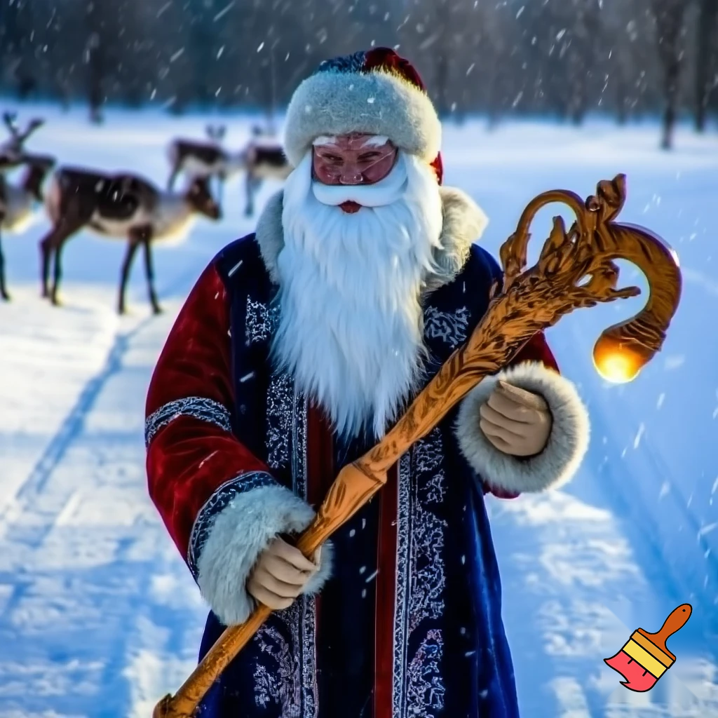 Russian Santa Claus walking stick with with t reindeers magic walking stick a plastic plastic Russian Santa Claus walking stick magic walking stick magic or stick