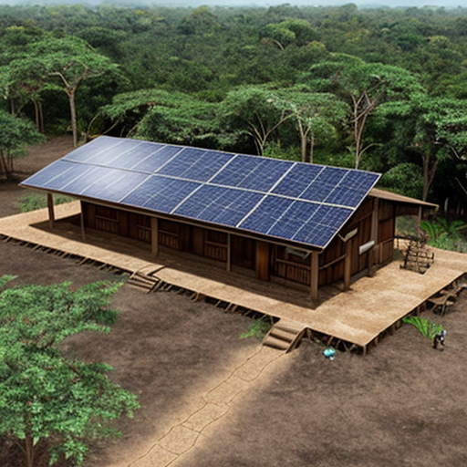 Amazon rain forest village with solar panels