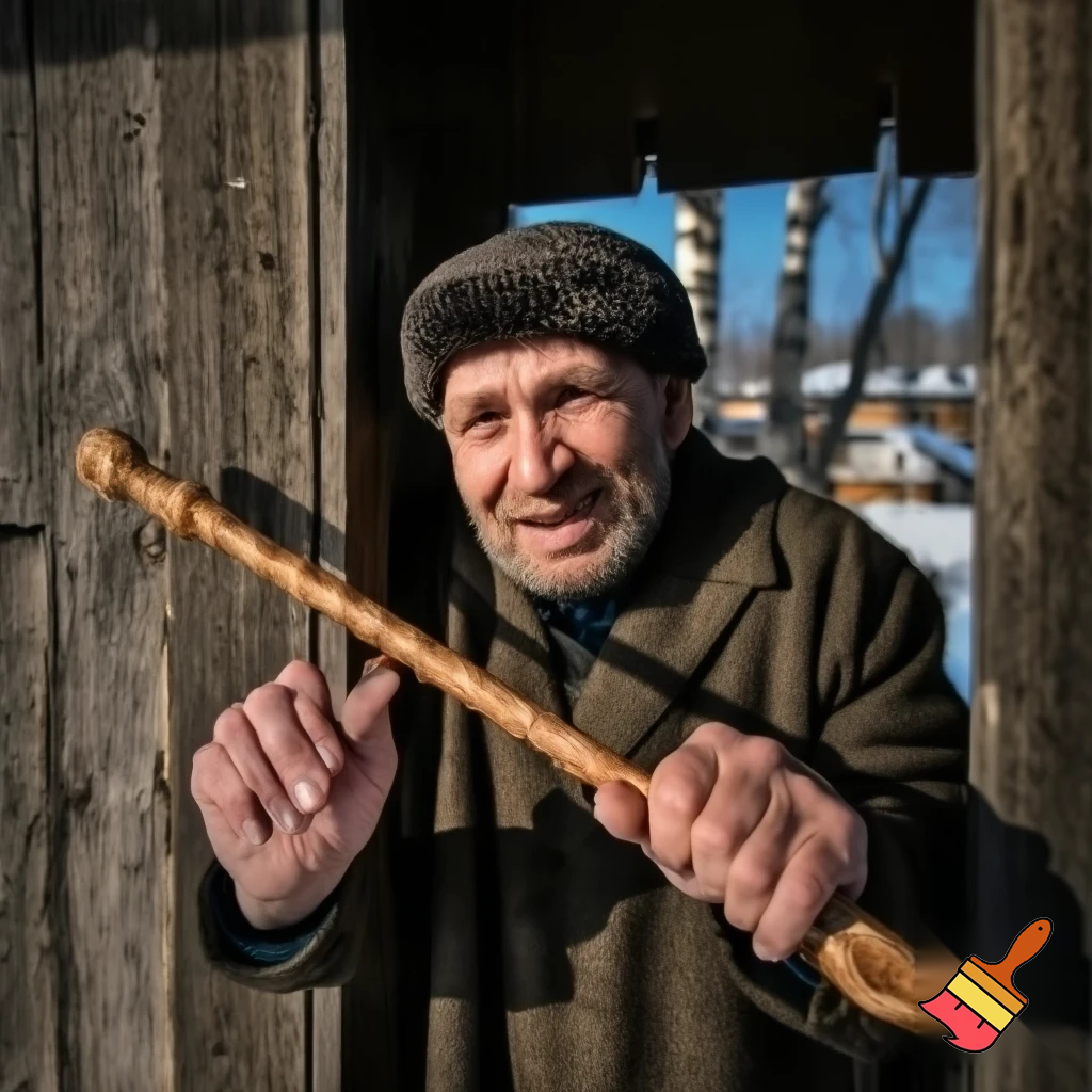 Closest Russians open stick Santa Claus Russian welcome stick