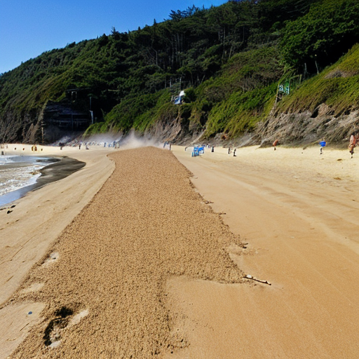 Giant beach rolling down the hill