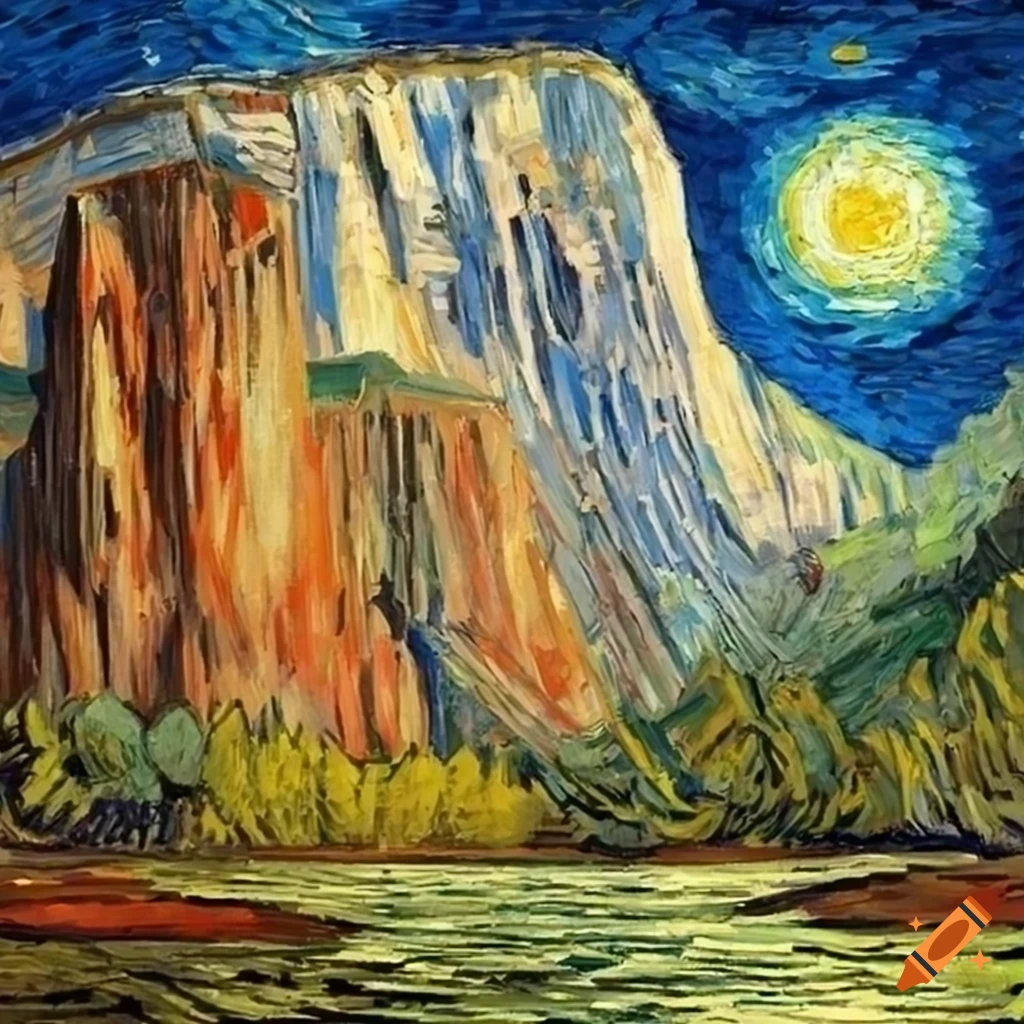 1600 x 900 El Capitan in Van Gogh style