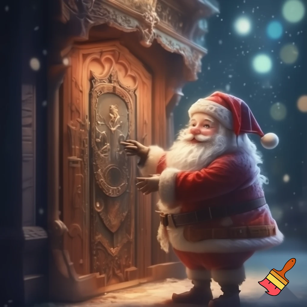 Magician, secret door Santa Claus, Santa Claus door store will do a real door