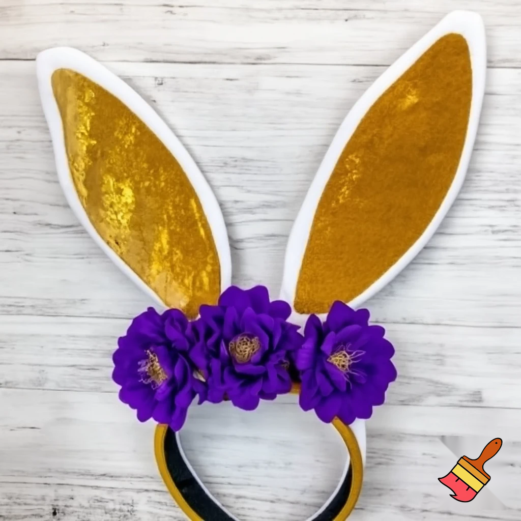 Easter top hat headband Easter bunny headband, purple and white with gold Easter top hat headband and fabric velvet and fabric velvet