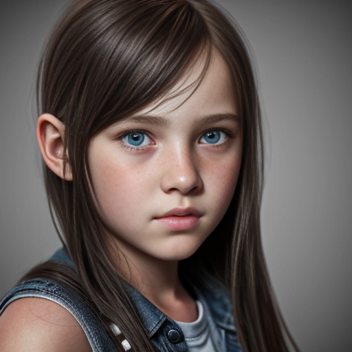 13 year old Canadian tomboy girl with long light black hair and orange eyes