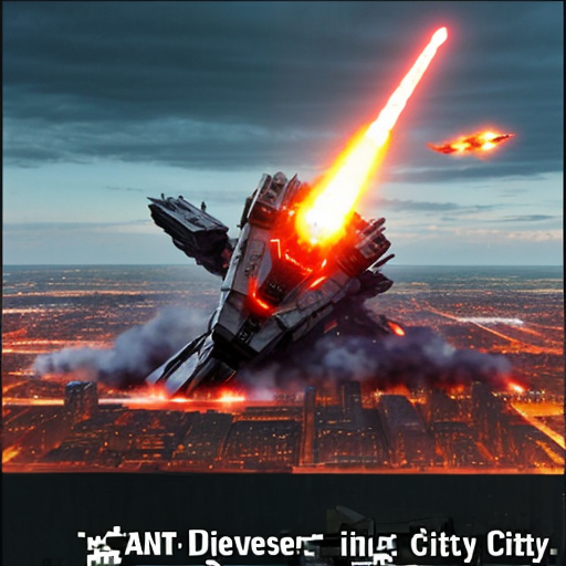 giant robot destroyer attacking the city