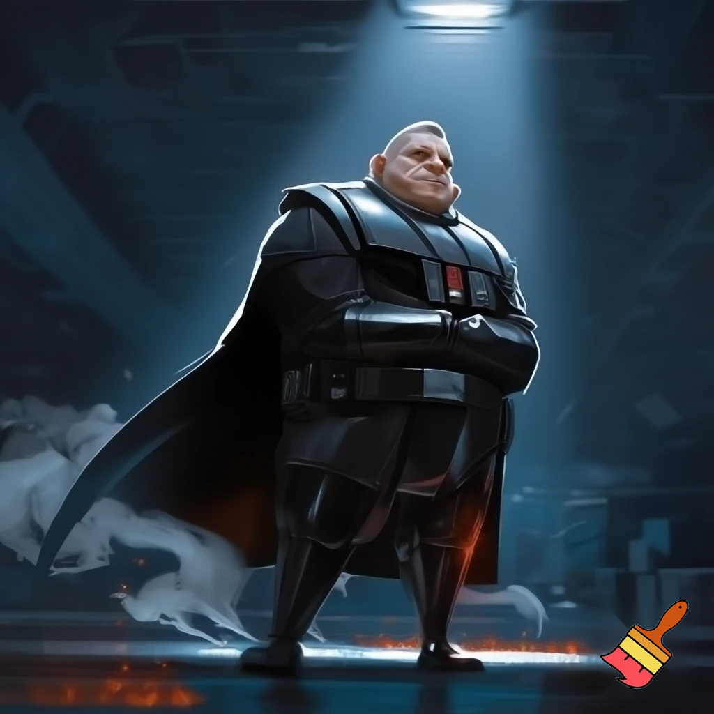 Patrick wearing Darth Vader's armour