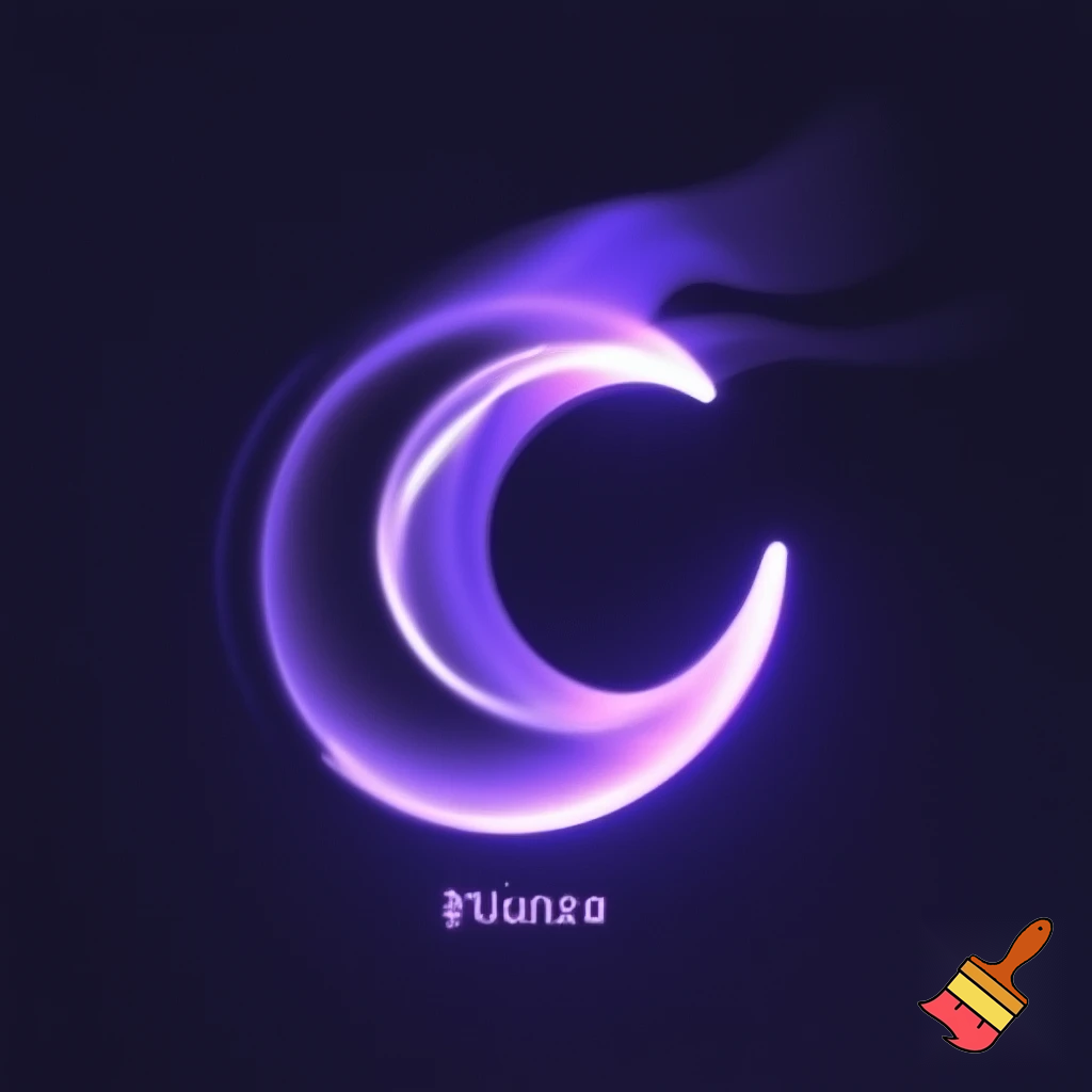 Create a modern, animated-style logo for “Lunaria Studio.” Use a thin crescent moon as the main symbol. Make the moon glow softly with subtle motion-like effects, as if it has gentle movement or flowing energy. Add smooth gradients, light streaks, or soft animated-style lighting. Use dark purple as the background with lilac and neon purple accents. Include the text “Lunaria Studio” in clean modern typography, and make the whole logo feel alive, dreamy, and dynamic, like an animated intro but in a single image.