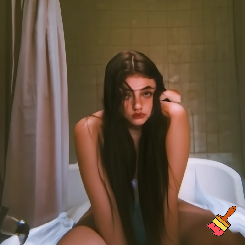 young woman in bathroom bed