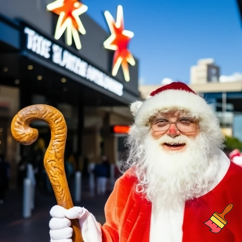 Santa Claus, Russia walking stick with the start the real Santa Claus shopping Centre in Australia
A star