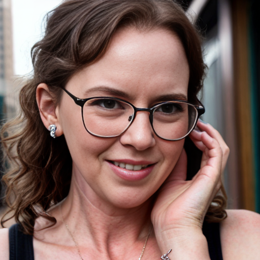 Cute adorable niña Chilindrina y con Elizabeth Perkins glasses con hair lazo curly con verano casual formal elegante sensual sexy con aparatos auditivos audífonos sordera con close up whispering touching ear each other secrets con paséo con ciudad 16