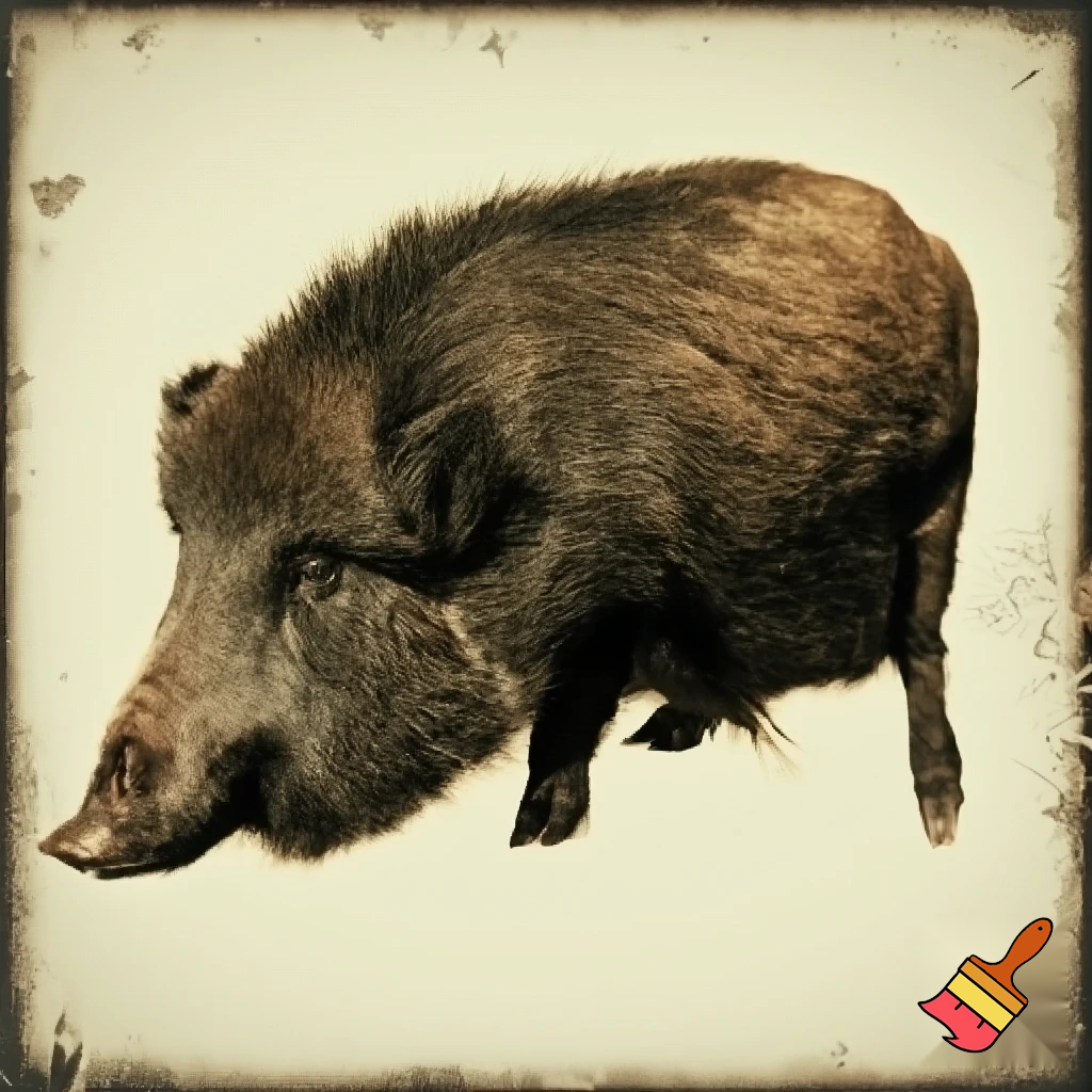 create a wanted poster of a evil migshot photo of a Wild pig