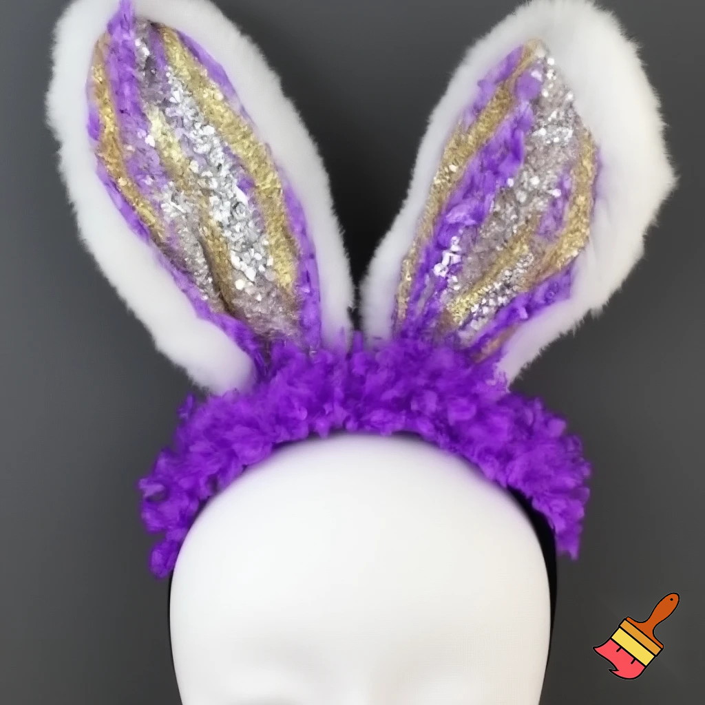 Easter bunny top hat headband, purple, white and gold and silver