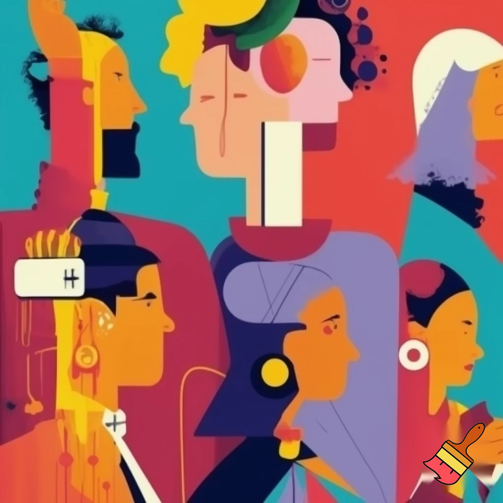 Can you generate an artwork of a team (10 people) that works with data facing challenges and taking decisions?