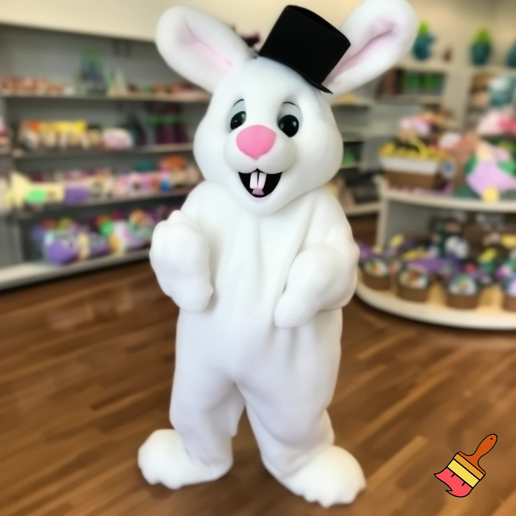 Easter bunny mascot costume top hat Easter only sells house