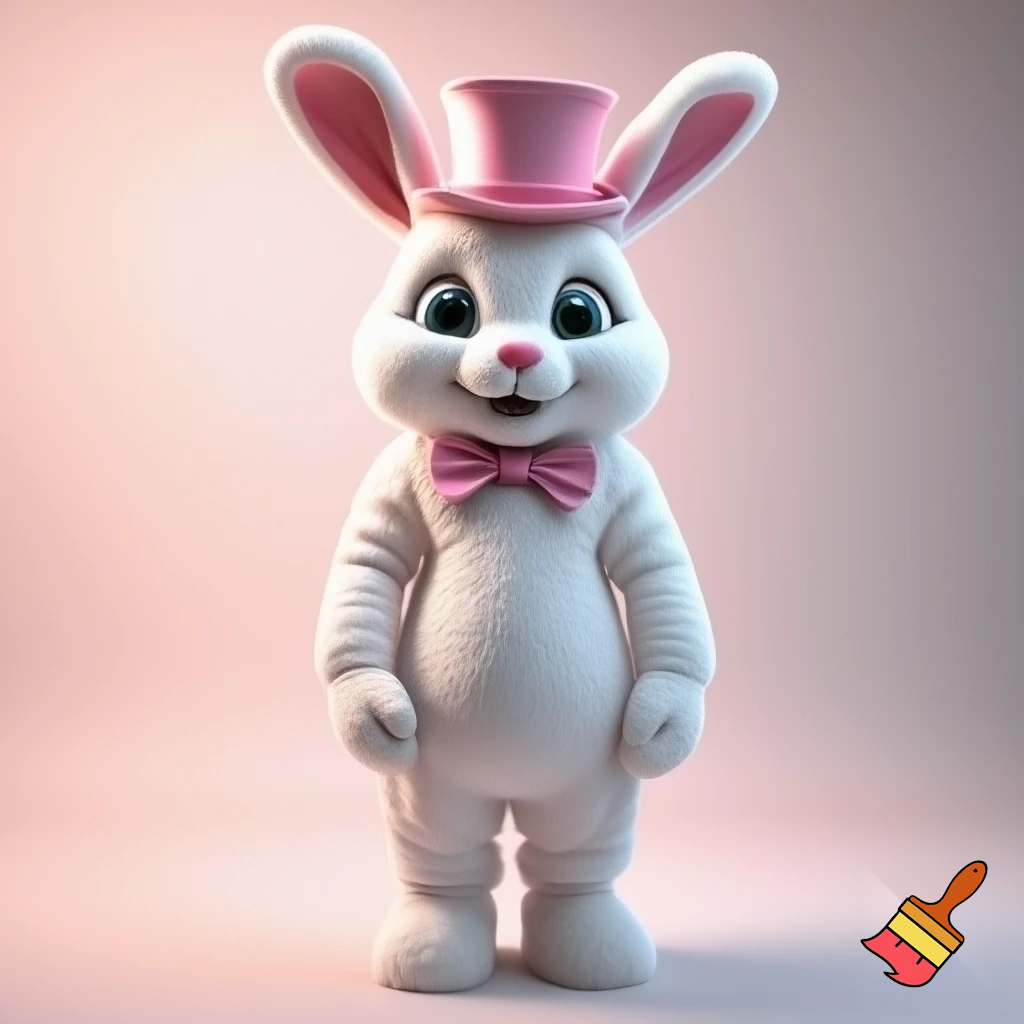  Mascot costume Easter bunny costume top hat pink and white