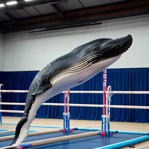 make a photo of a whale playing gymnastics