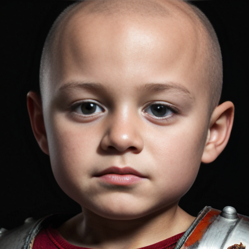 Little kid that is weak in armor that is drowing that is bald


