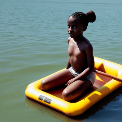 2d image of an African American girl on a raft
