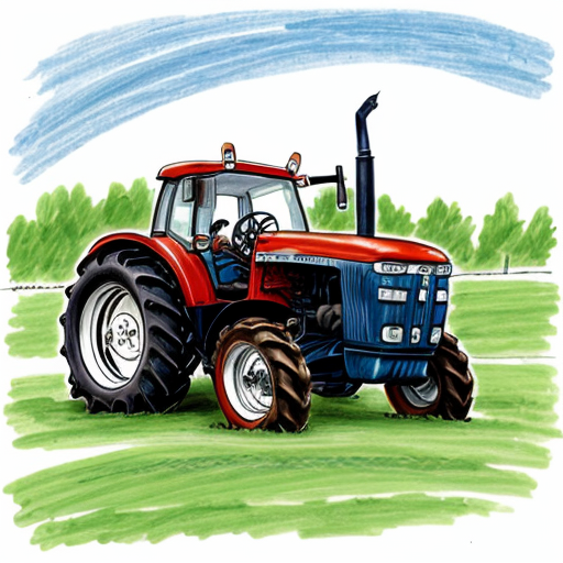 Draw a tractor with a squirrel driving. 