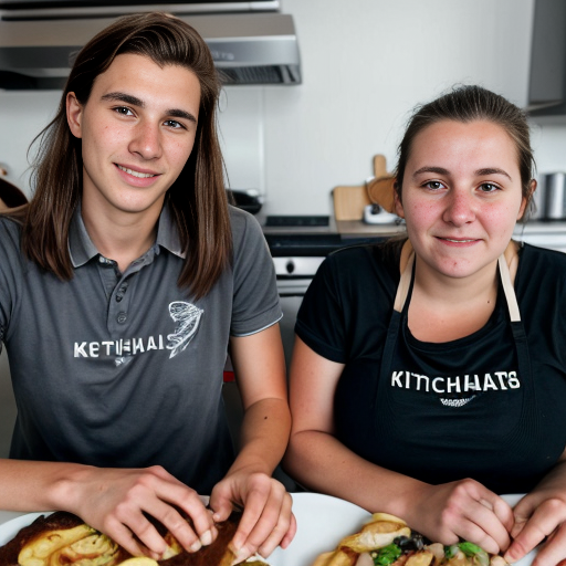Goretzka and Vanessa at the kitchen 