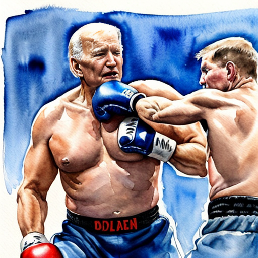 joe biden fighting the old man make it like a comic fight




