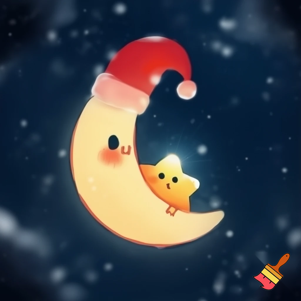 Star and moon christmas cartoon