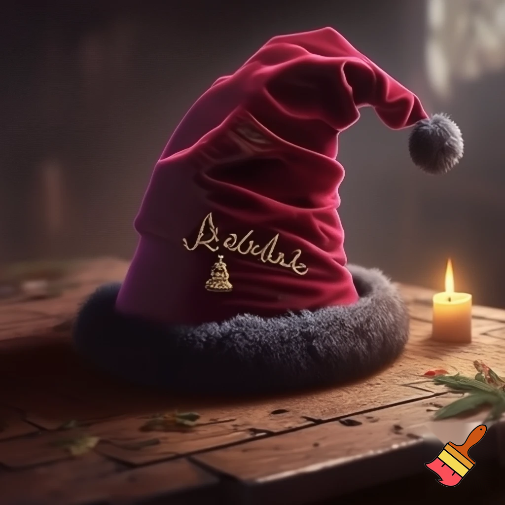 Christmas wizard hat written and velvet Bailey Tolly name on his message