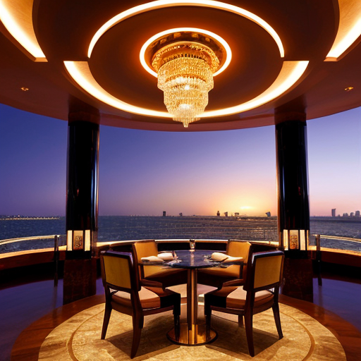 تصميم ثلاثي الأبعاد لفندق فخم جدًا باسم "برج الخليج العربي" في المنطقة الشرقية بالمملكة العربية السعودية، برج شاهق وعريض مع شكل معماري مهيب، واجهة زجاجية عصرية مع لمسات ذهبية، إضاءة ليلية ساحرة ومبهرة، انعكاس البحر على الزجاج، حدائق ومسطحات مائية تحيط بالبرج، حوله فعاليات فاخرة: حفلات موسيقية على الواجهة البحرية، عروض ألعاب نارية، مقاهي ومطاعم راقية، ضيوف يرتدون ملابس أنيقة، أجواء فخمة وملفتة للانتباه، Photorealistic, ultra-detailed, cinematic lighting, lively, majestic architecture.