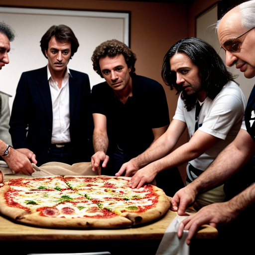 •  Scena 6: Una foto cinematografica e sgranata che cattura un incontro segreto in una stanza di Palermo degli anni '70 scarsamente illuminata. Un gruppo di uomini potenti e in ombra è riunito attorno a un grande tavolo: Gaetano Badalamenti guarda, outnumbered e marginalizzato, mentre Michele Greco viene formalmente nominato. Al centro, l'influenza senza ostentazione, è Totò Riina, dall'aspetto concentrato. Sta sottilmente passando pacchetti di denaro ad altri uomini, visualizzazione di "comprare alleanze". Una mappa della Sicilia ha linee che indicano le rotte della droga verso gli Stati Uniti (Pizza Connection), fondendosi con immagini di una persona rapita e denaro del riscatto. La forte illuminazione chiaroscurale enfatizza i segreti e il "colpo di Stato silenzioso", con le ombre che dominano. Riina non è al centro dell'attenzione, ma chiaramente il burattinaio.