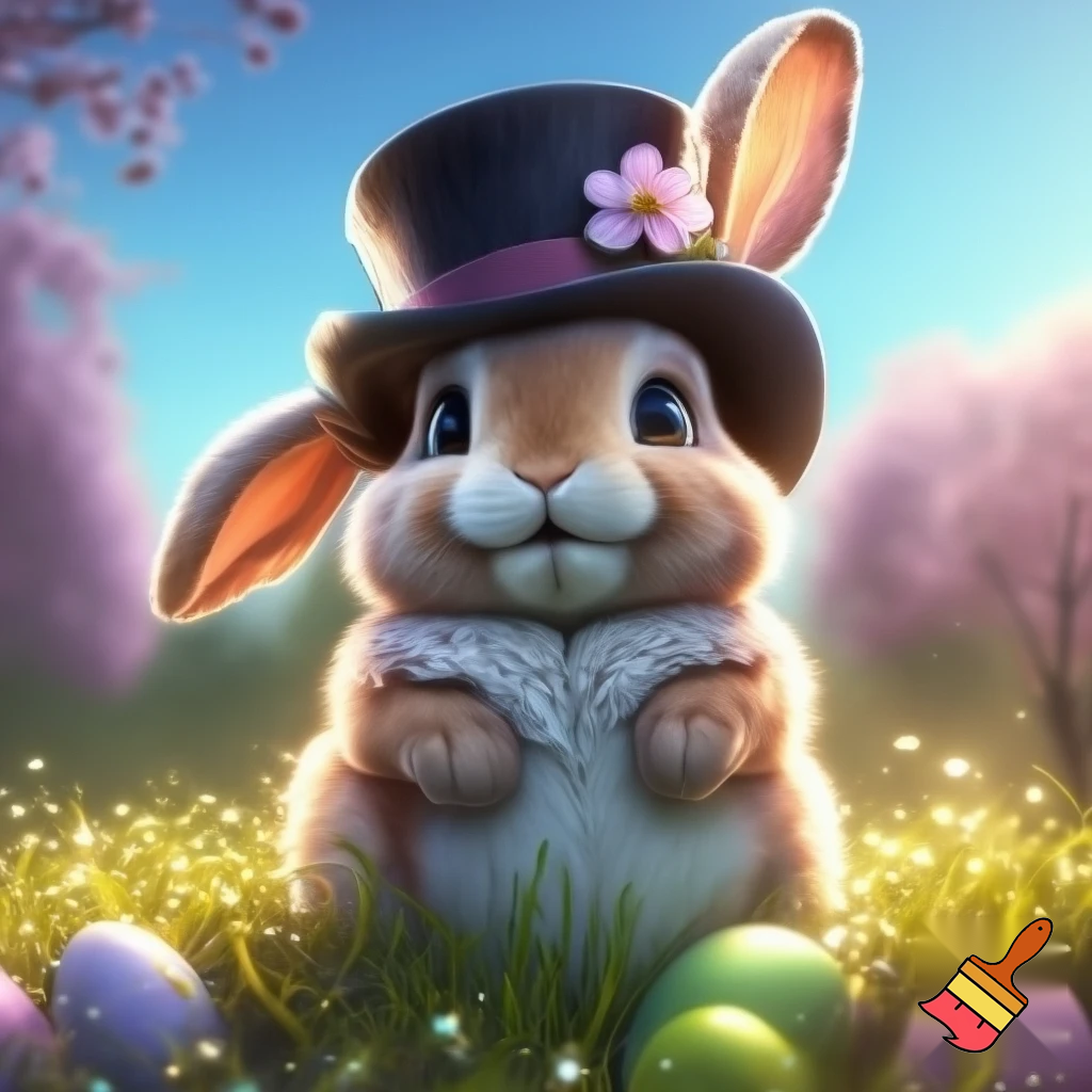 Easter bunny mascot costume top hat
