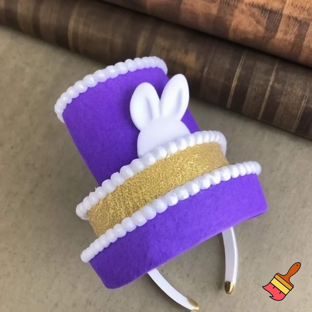 Easter top hat headband Easter bunny headband, purple and white with gold